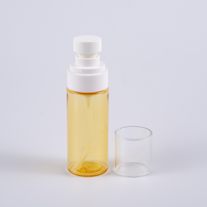 半透明色圆形 50 毫升 PETG 厚壁润肤露瓶，带塑料喷雾泵 
